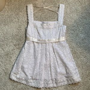 Bebe White Sleeveless Peplum Top Lace Edging Small